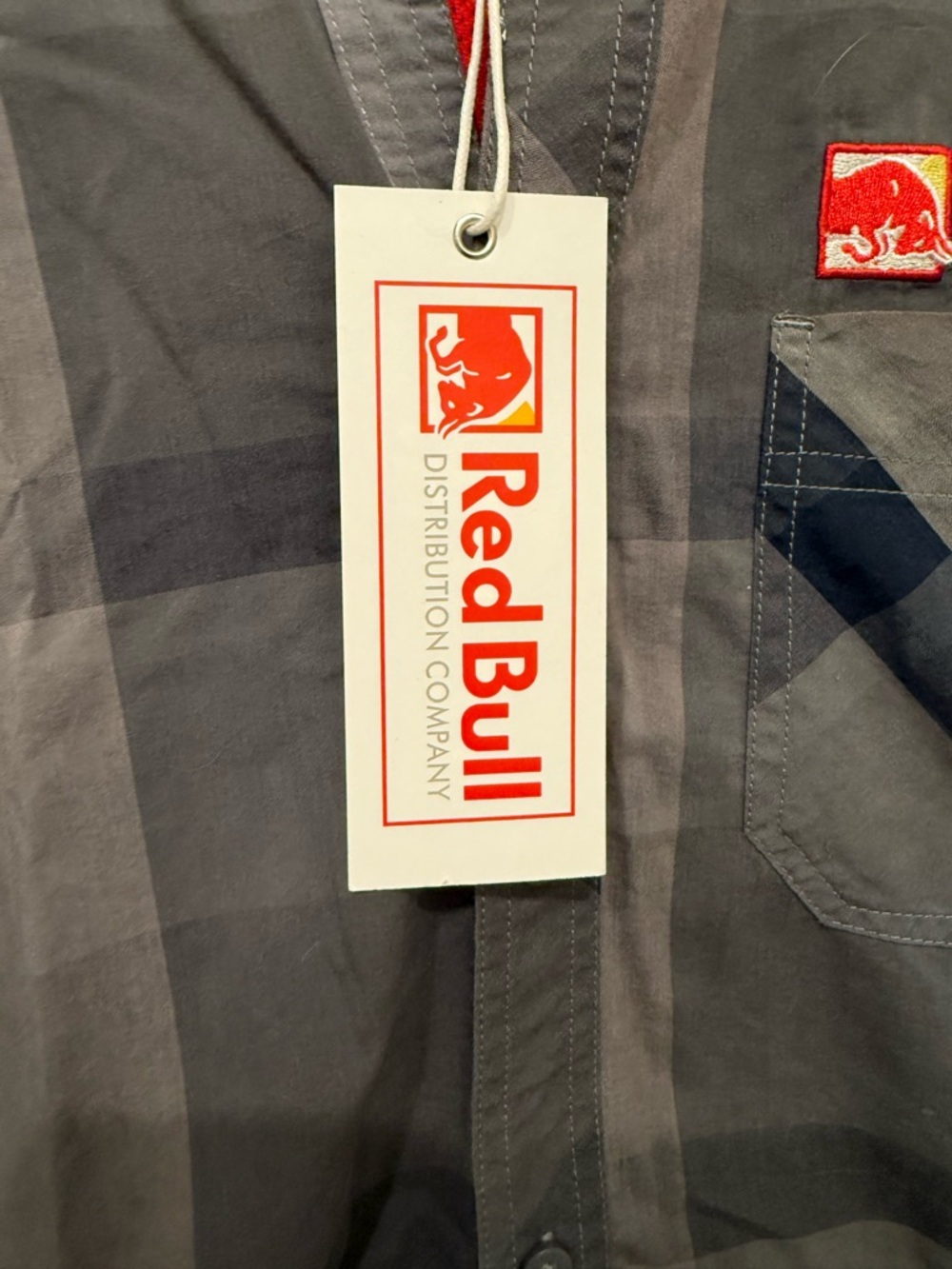 Men's Red Bull Grey Plaid Casual Shirt - Picture 8 of 13
